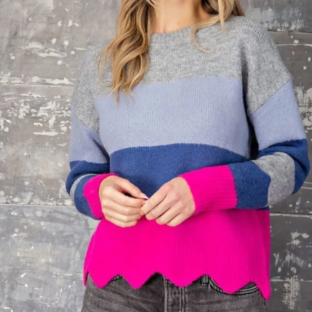 Color Block Striped Sweater - Picture 1 of 4